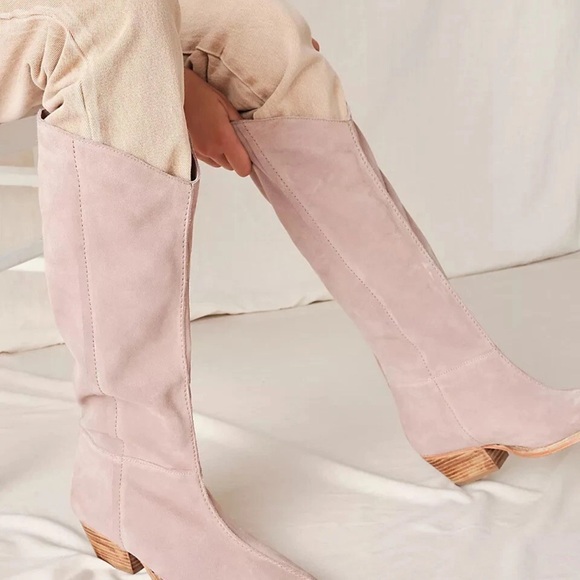 Free People Pink Suede Knee High Boot - Picture 5 of 6